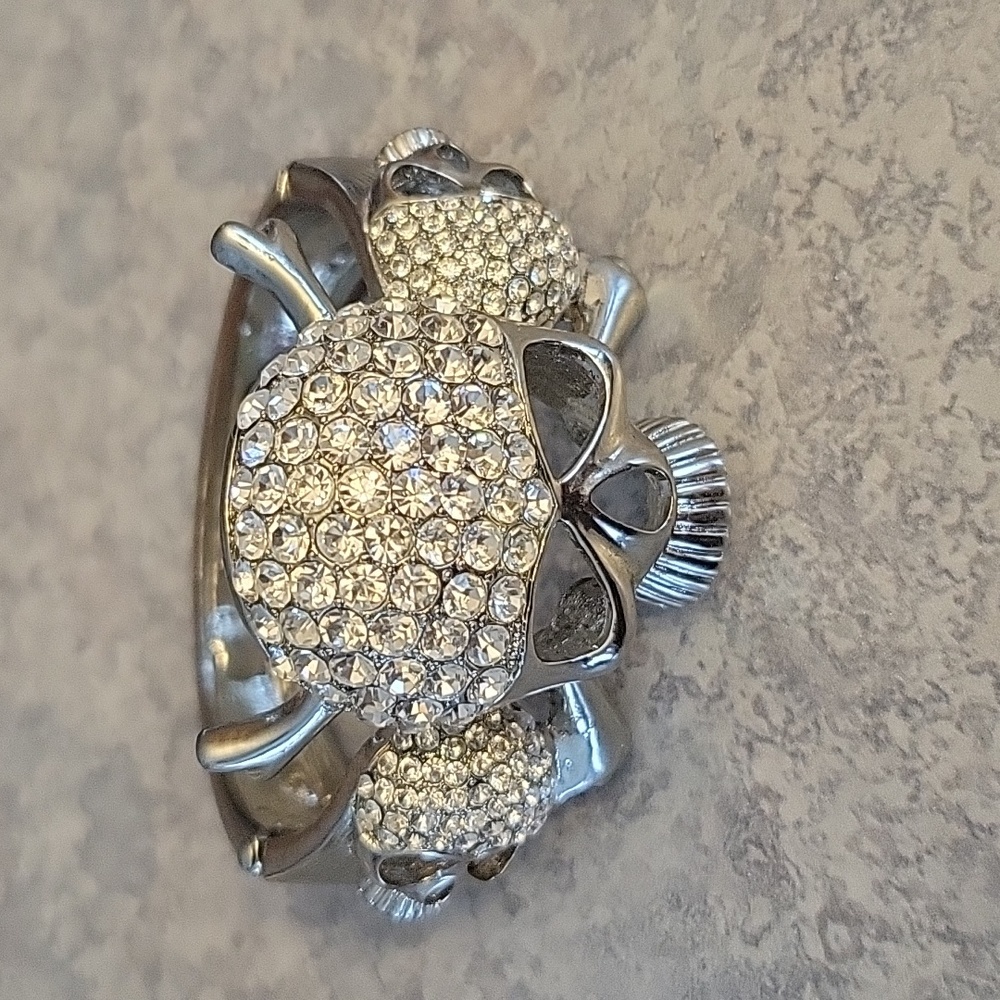 #A Beautiful Rhinestone Skull Cuff Bracelet.